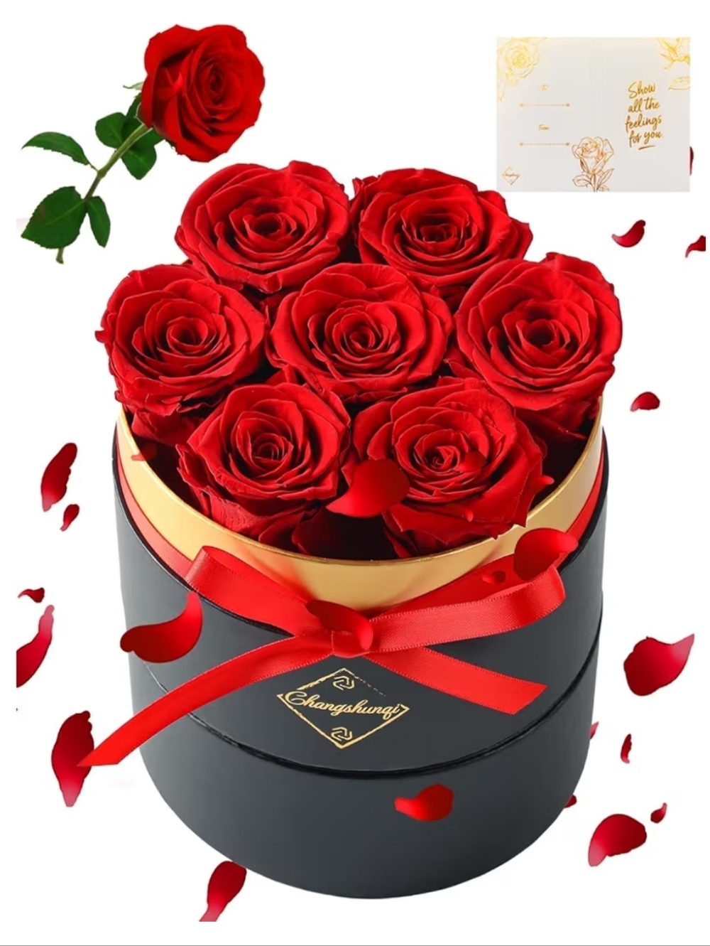 Red Preserved Roses in a Box -7 Preserved       ❤️ Mothers Day ❤️. NEW